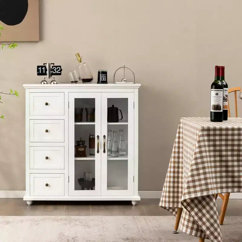 Costway Credenza da Cucina Tavolo Buffet Mobile Contenitore con Cassetti e Ante Bianco\Blu\Verde