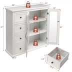 Costway Credenza da Cucina Tavolo Buffet Mobile Contenitore con Cassetti e Ante Bianco\Blu\Verde