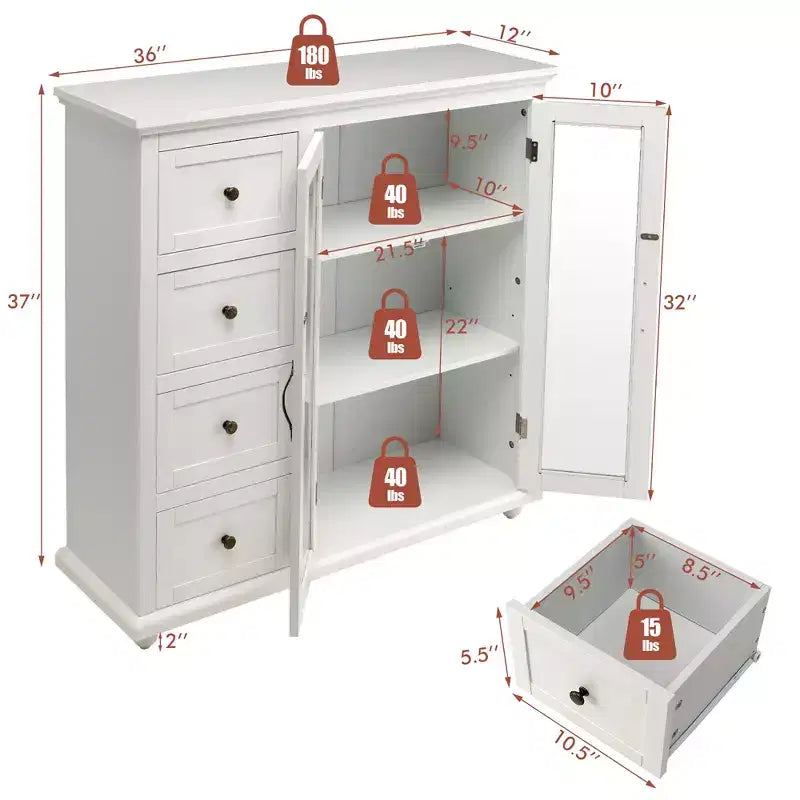 Costway Credenza da Cucina Tavolo Buffet Mobile Contenitore con Cassetti e Ante Bianco\Blu\Verde