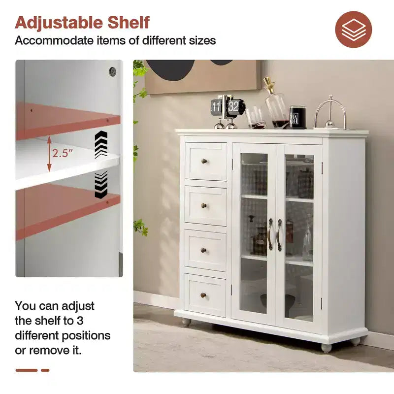 Costway Credenza da Cucina Tavolo Buffet Mobile Contenitore con Cassetti e Ante Bianco\Blu\Verde
