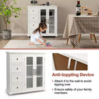 Costway Credenza da Cucina Tavolo Buffet Mobile Contenitore con Cassetti e Ante Bianco\Blu\Verde