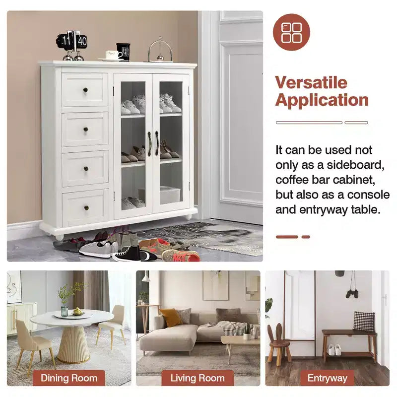 Costway Credenza da Cucina Tavolo Buffet Mobile Contenitore con Cassetti e Ante Bianco\Blu\Verde