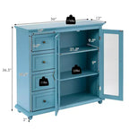 Costway Credenza da Cucina Tavolo Buffet Mobile Contenitore con Cassetti e Ante Bianco\Blu\Verde