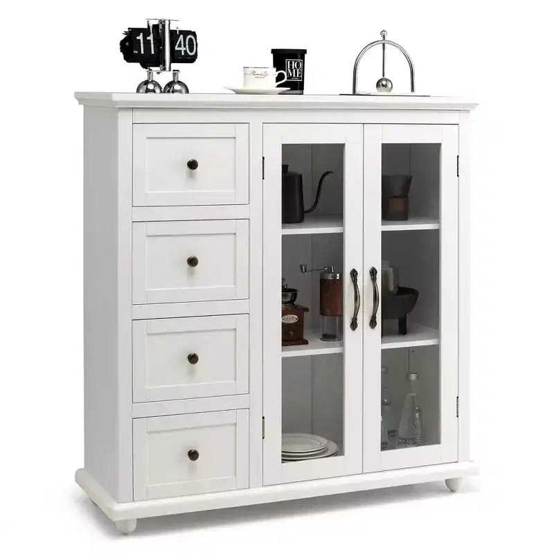 Costway Credenza da Cucina Tavolo Buffet Mobile Contenitore con Cassetti e Ante Bianco\Blu\Verde