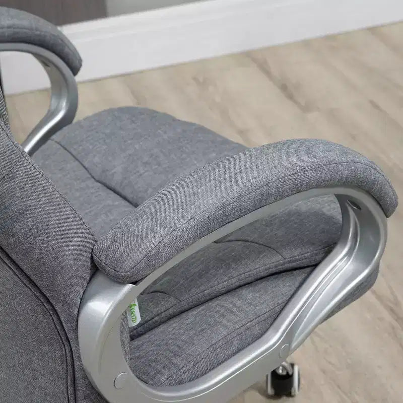 Vinsetto High Back Home Office Chair Executive Computer Chair with Adjustable Height, Upholstered Thick Padding Headrest and Armrest - Gray