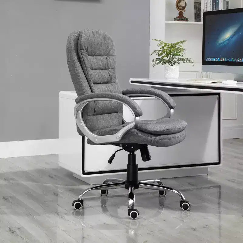 Vinsetto High Back Home Office Chair Executive Computer Chair with Adjustable Height, Upholstered Thick Padding Headrest and Armrest - Gray