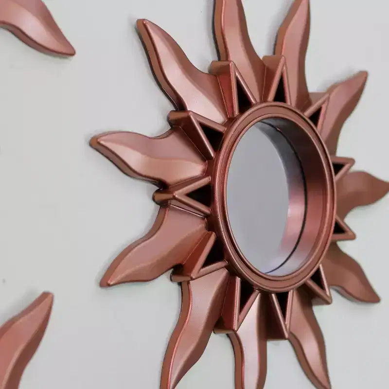 Northlight Set of 3 Mayan Sunburst Matte Copper Round Mini Mirrors 9.5