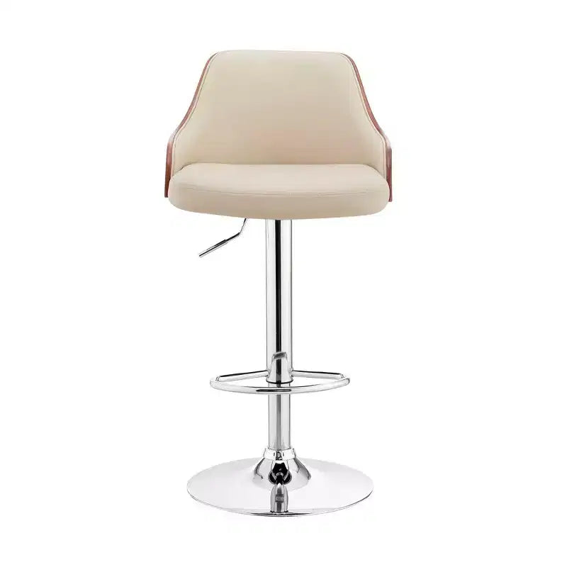 Asher Adjustable Counter Height Barstool with Faux Leather Chrome Finish - Armen Living