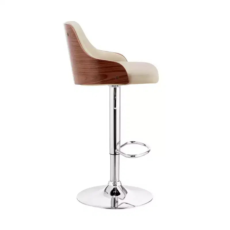 Asher Adjustable Counter Height Barstool with Faux Leather Chrome Finish - Armen Living