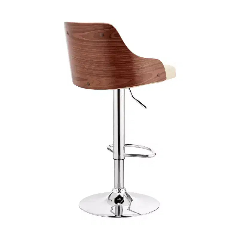 Asher Adjustable Counter Height Barstool with Faux Leather Chrome Finish - Armen Living