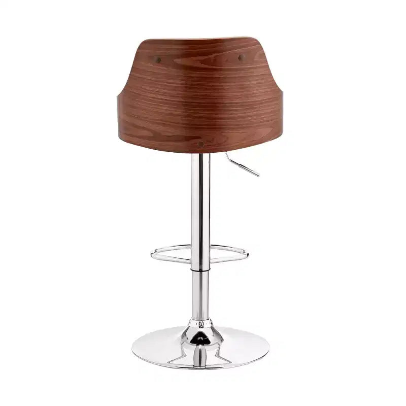 Asher Adjustable Counter Height Barstool with Faux Leather Chrome Finish - Armen Living