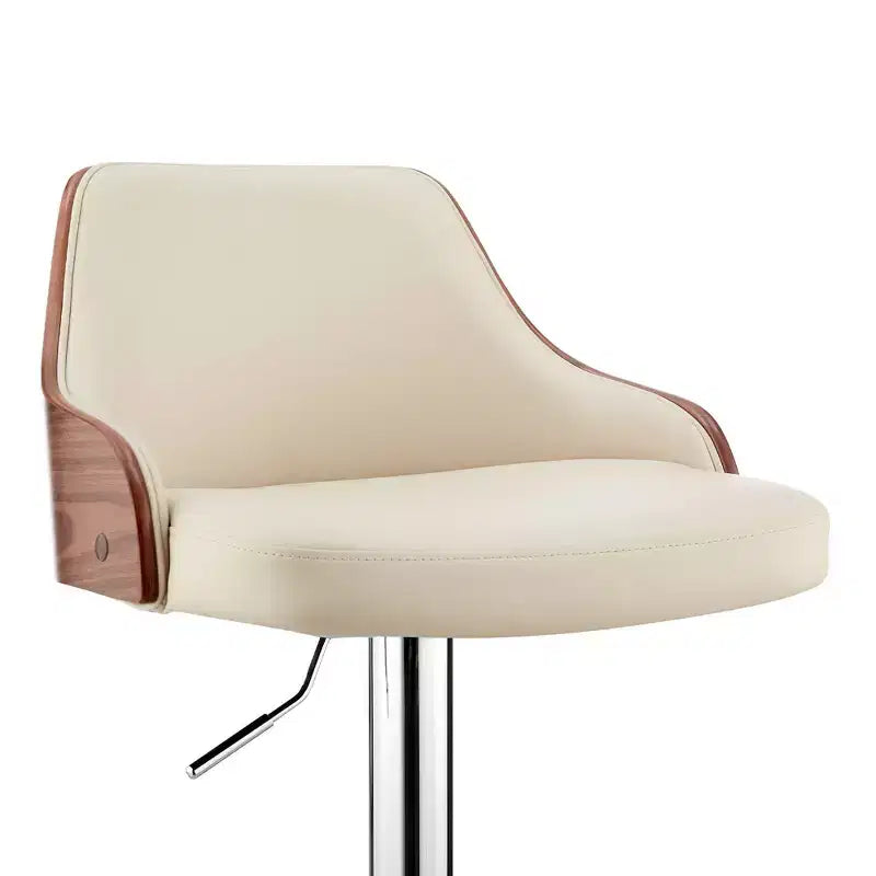 Asher Adjustable Counter Height Barstool with Faux Leather Chrome Finish - Armen Living