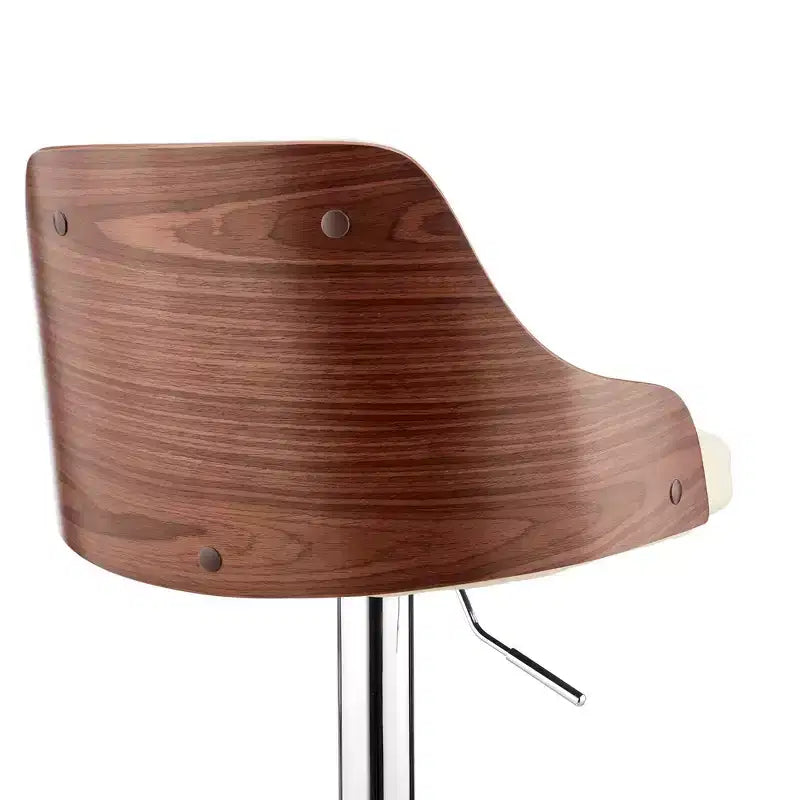 Asher Adjustable Counter Height Barstool with Faux Leather Chrome Finish - Armen Living