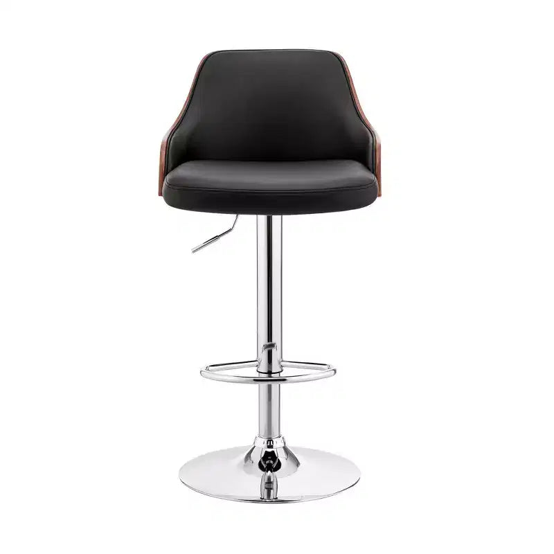 Asher Adjustable Counter Height Barstool with Faux Leather Chrome Finish - Armen Living