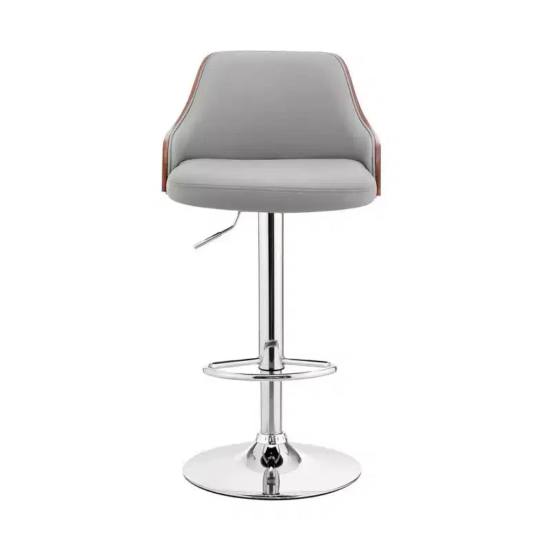 Asher Adjustable Counter Height Barstool with Faux Leather Chrome Finish - Armen Living