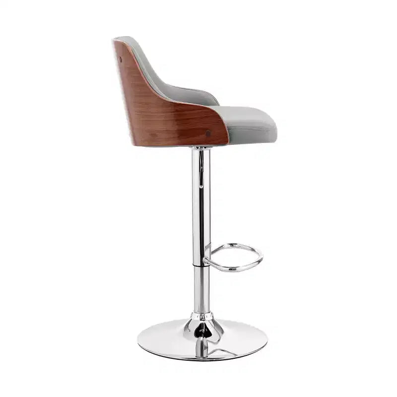 Asher Adjustable Counter Height Barstool with Faux Leather Chrome Finish - Armen Living