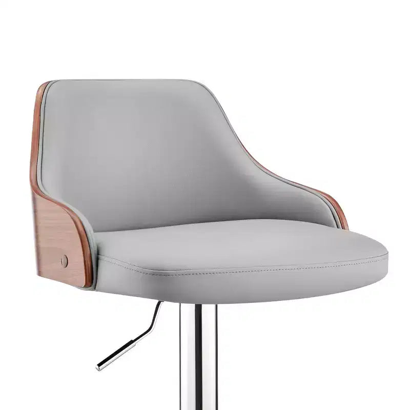 Asher Adjustable Counter Height Barstool with Faux Leather Chrome Finish - Armen Living