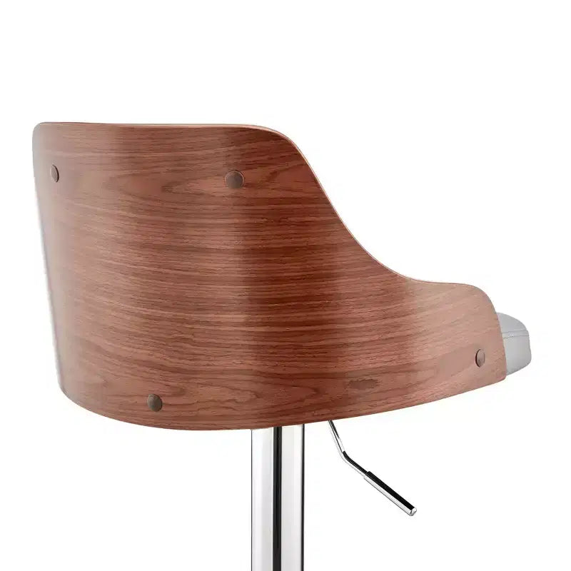 Asher Adjustable Counter Height Barstool with Faux Leather Chrome Finish - Armen Living