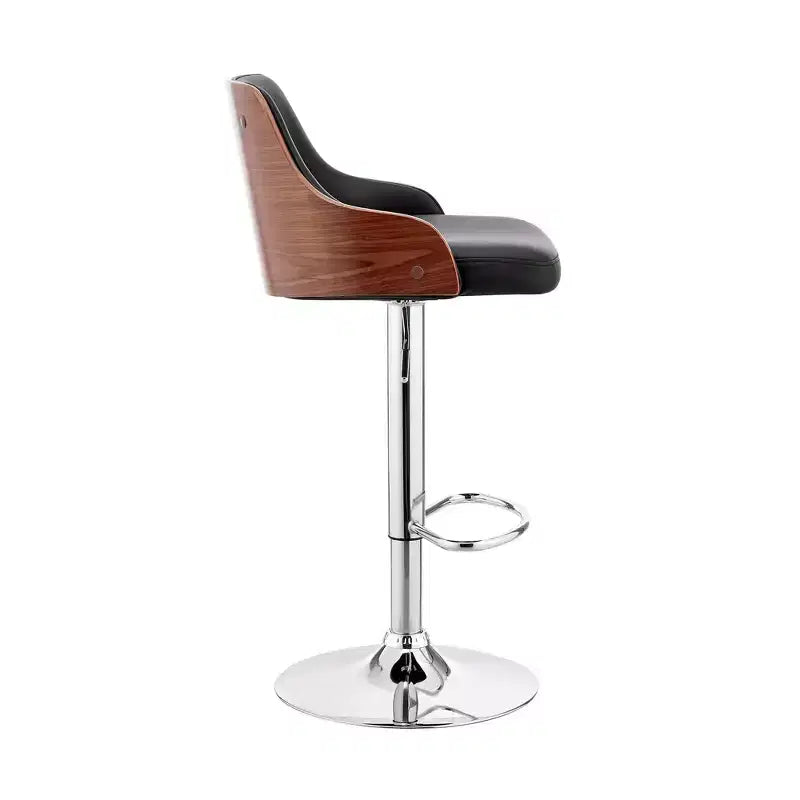 Asher Adjustable Counter Height Barstool with Faux Leather Chrome Finish - Armen Living