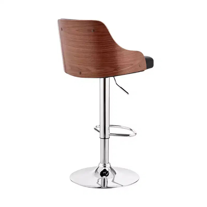 Asher Adjustable Counter Height Barstool with Faux Leather Chrome Finish - Armen Living