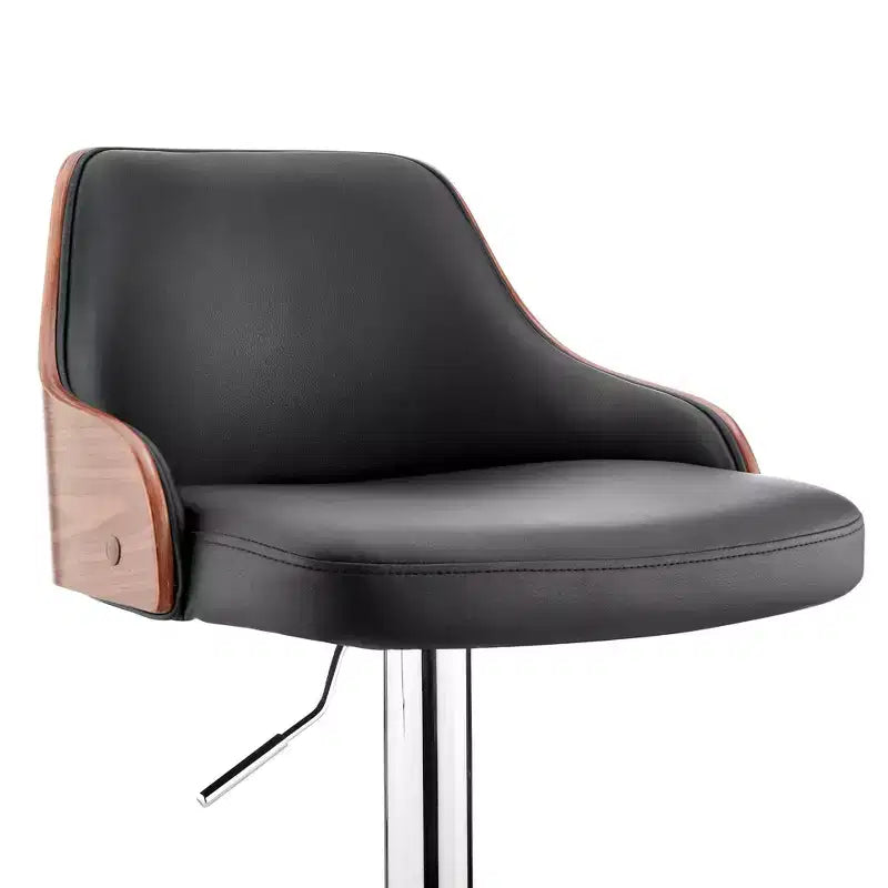 Asher Adjustable Counter Height Barstool with Faux Leather Chrome Finish - Armen Living