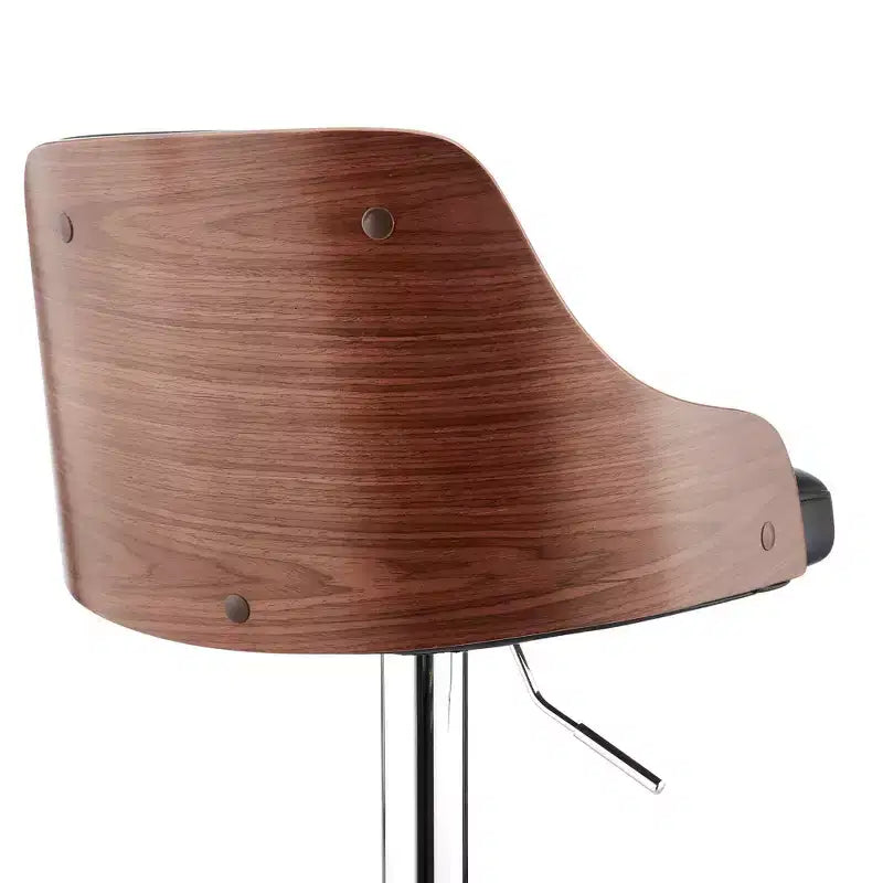 Asher Adjustable Counter Height Barstool with Faux Leather Chrome Finish - Armen Living