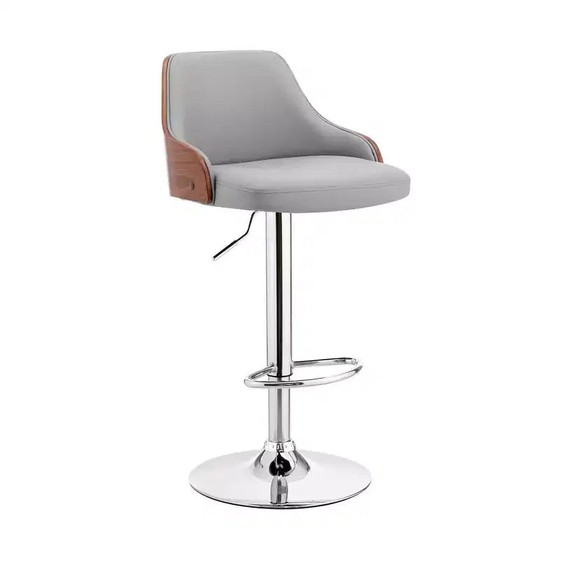 Asher Adjustable Counter Height Barstool with Faux Leather Chrome Finish - Armen Living