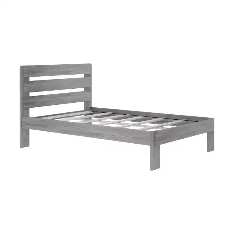Max & Lily Full Size Bed Frame, Farmhouse Solid Wood Platform Bed with Slatted Headboard