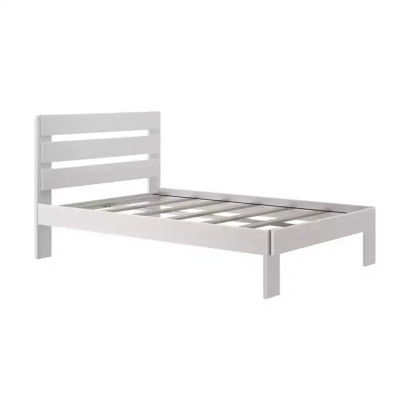 Max & Lily Full Size Bed Frame, Farmhouse Solid Wood Platform Bed with Slatted Headboard