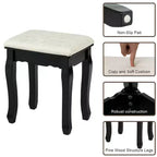 Set toeletta illuminata nera con specchio, 3 cassetti e sgabello, per 1 persona