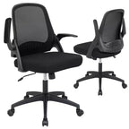 Costway Mesh Office Chair Adjustable Rolling Computer Desk Chair w/Flip-up Armrest White\Black