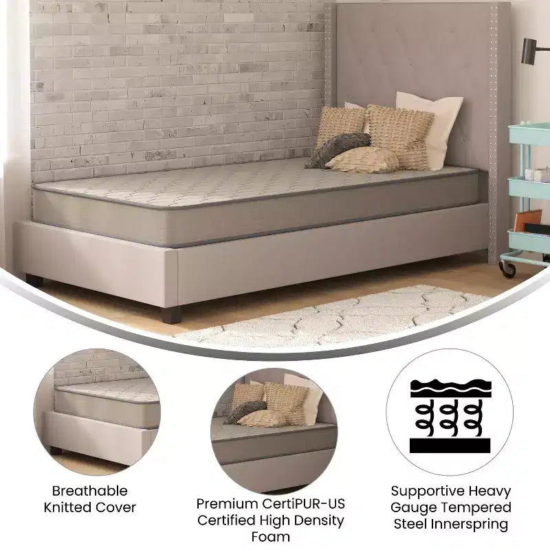 Materasso Ibrido Emma and Oliver Premium Comfort a Media Durezza con Molle Insacchettate, Topper in Tessuto a Maglia e Schiuma Certificata CertiPUR-US, in Scatola