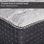 Materasso Ibrido Rigido Bianco e Nero, Molle Insacchettate + Memory Foam, Singolo/Piazza e Mezza/Matrimoniale/King