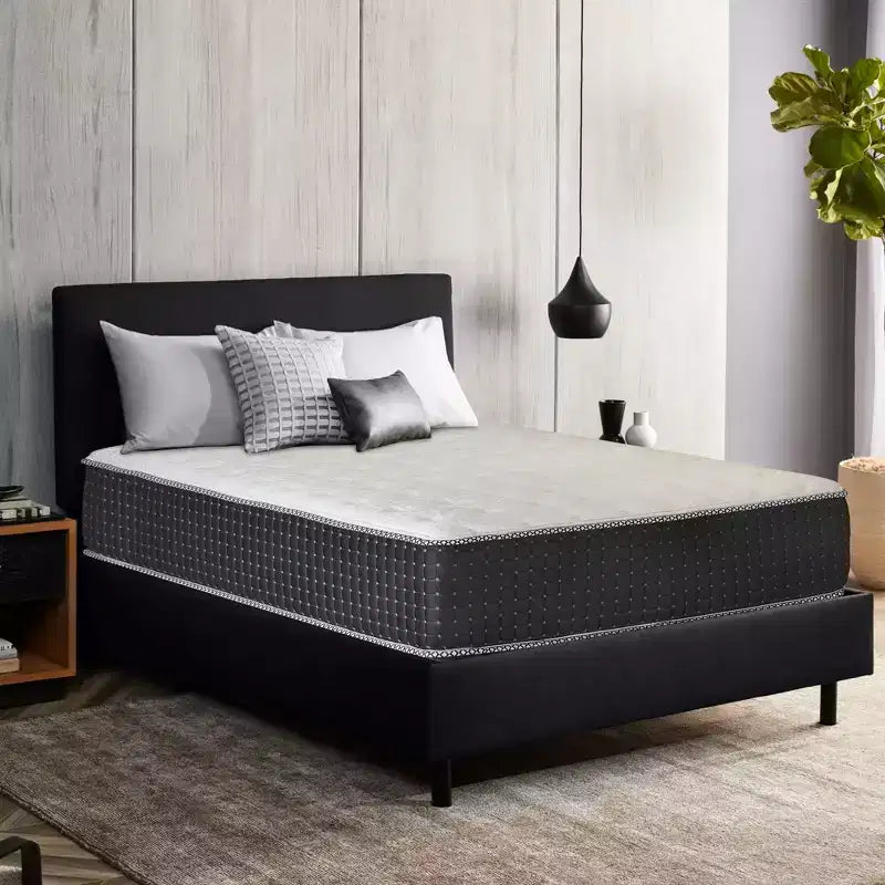 Materasso Ibrido Rigido Bianco e Nero, Molle Insacchettate + Memory Foam, Singolo/Piazza e Mezza/Matrimoniale/King