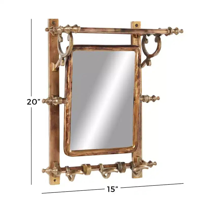 Scaffale da Parete per Bagno 15 x 20 con Ganci e Specchio Rettangolare - Olivia & May