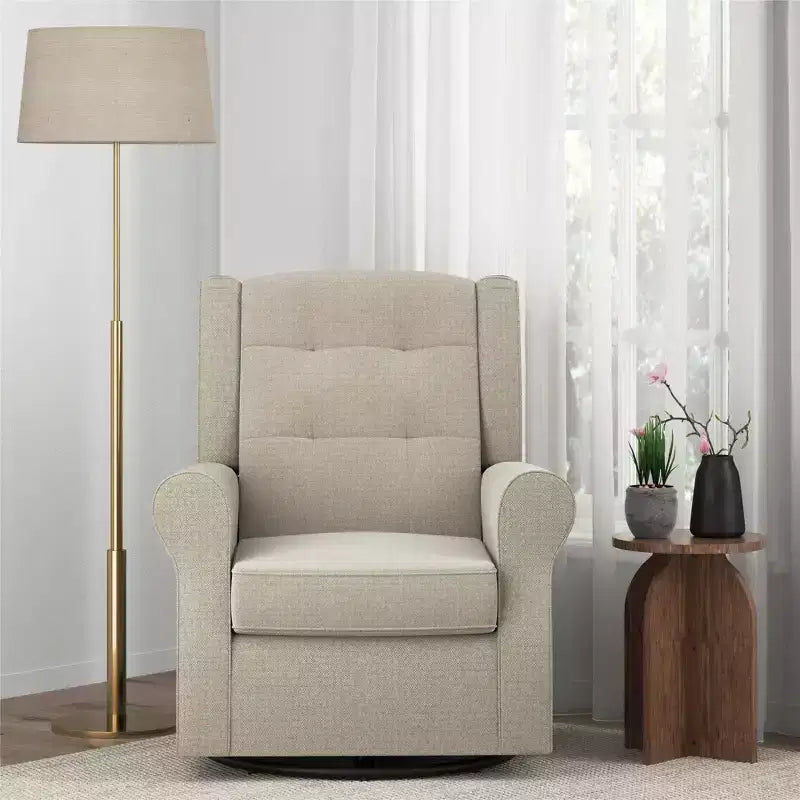Sedia a dondolo a planata con schienale ad ali e trapuntatura Eden Nursery Baby Relax