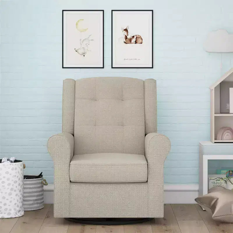 Sedia a dondolo a planata con schienale ad ali e trapuntatura Eden Nursery Baby Relax