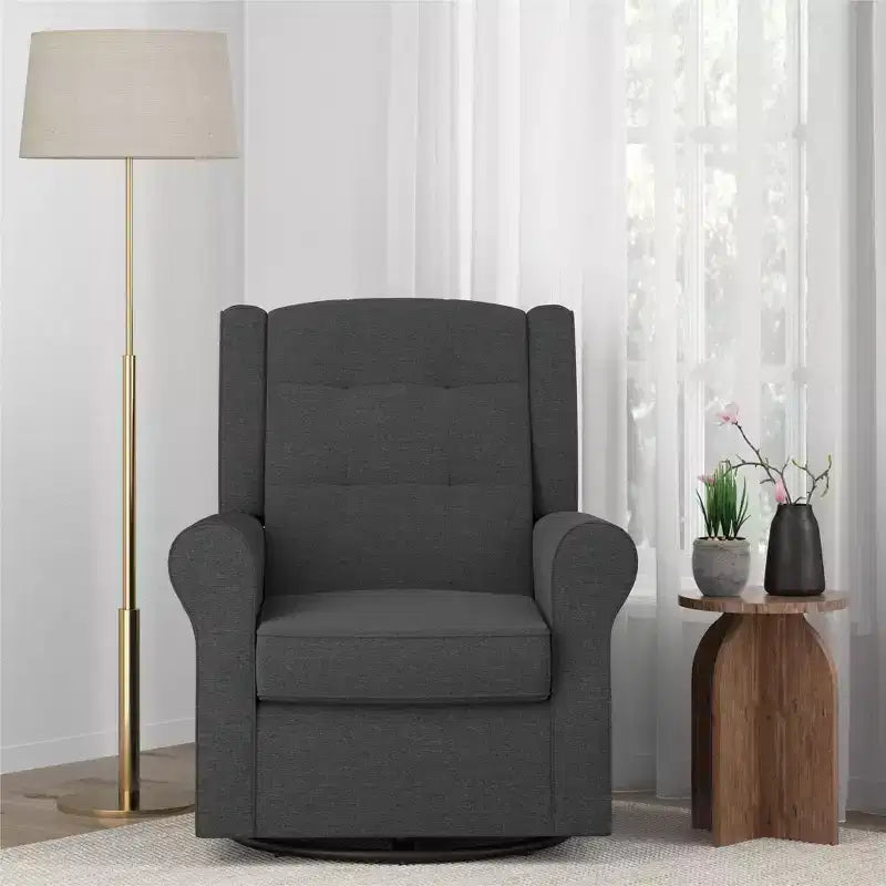 Sedia a dondolo a planata con schienale ad ali e trapuntatura Eden Nursery Baby Relax
