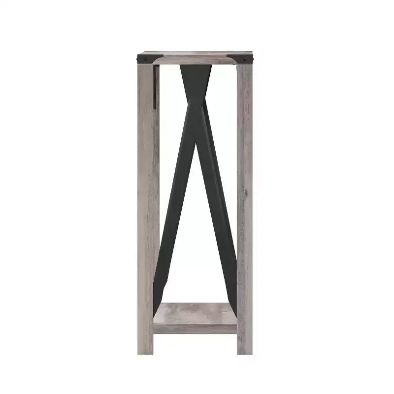 Consolle moderna stile rustico Merrick Lane in legno ingegnerizzato e dettagli in acciaio verniciato a polvere