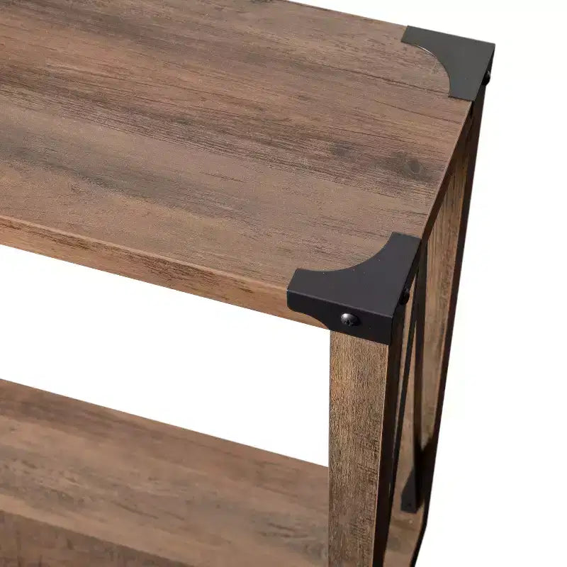 Consolle moderna stile rustico Merrick Lane in legno ingegnerizzato e dettagli in acciaio verniciato a polvere