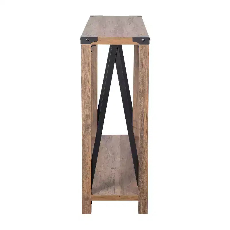 Consolle moderna stile rustico Merrick Lane in legno ingegnerizzato e dettagli in acciaio verniciato a polvere