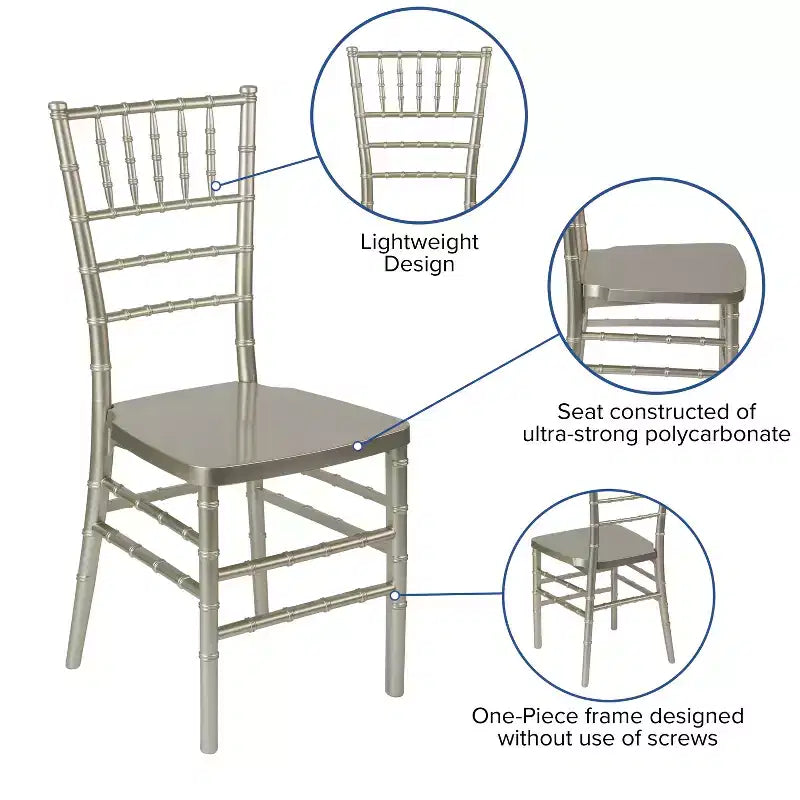 Sedia Chiavari impilabile in resina PREMIUM Emma and Oliver, confezione da 2 pz