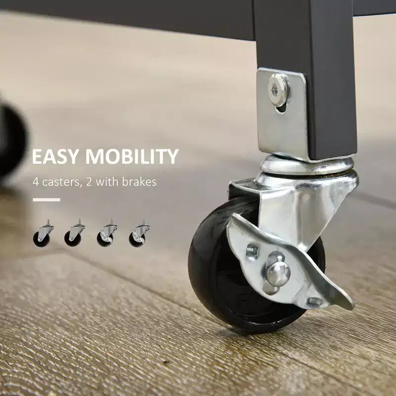 Carrello da Cucina HOMCOM, Carrello da Cucina su Rotelle con Portabottiglie, Ripiani, Cassetto e Armadietto