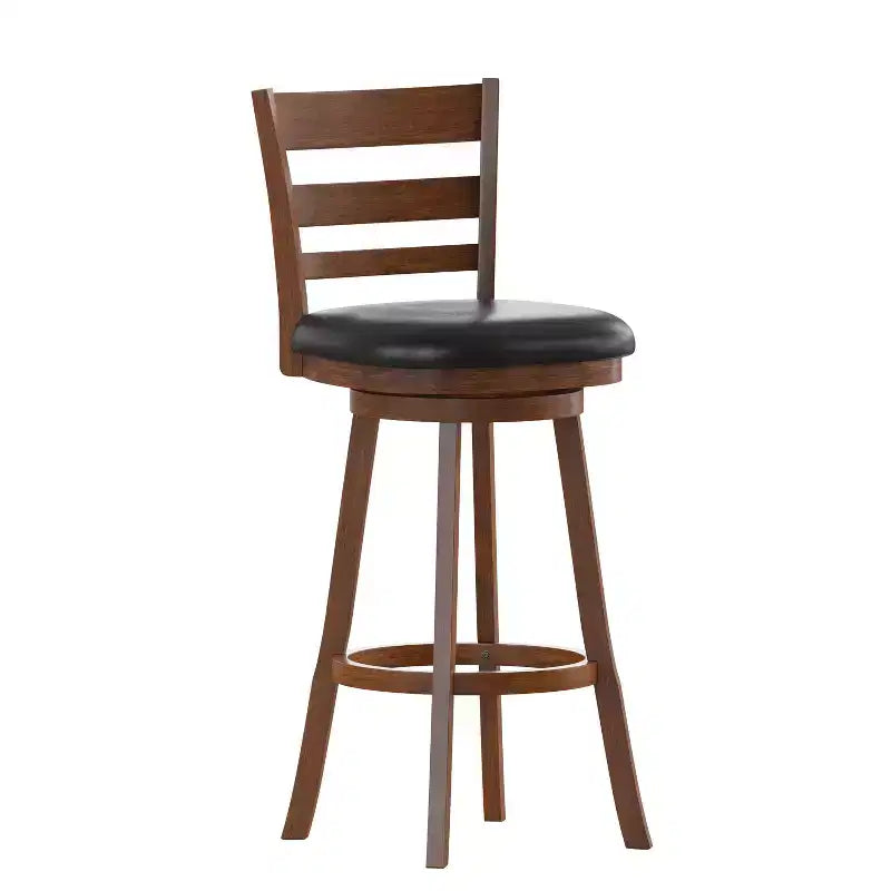 Emma and Oliver Classic Wooden Ladderback Dining Stool with Padded Swivel Seat