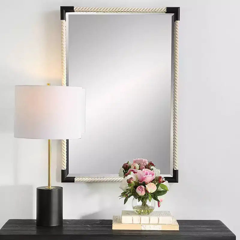 Specchio da parete Uttermost Marina White Rope e Black 23 3/4 x 35 1/2
