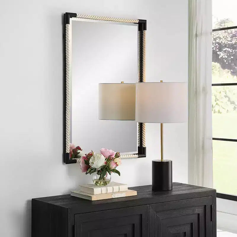 Specchio da parete Uttermost Marina White Rope e Black 23 3/4 x 35 1/2
