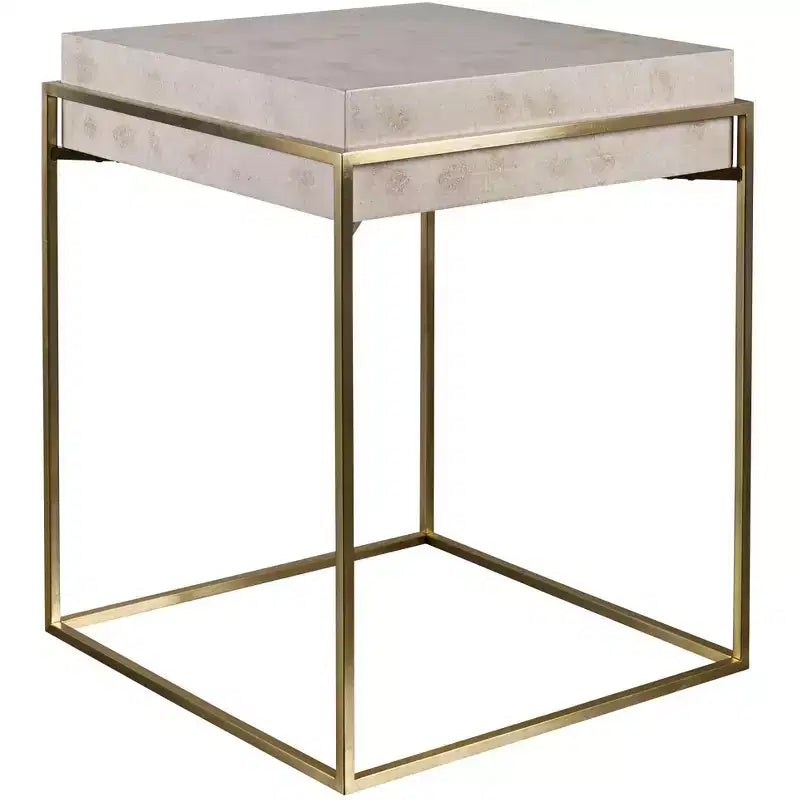 Uttermost Inda 19 Wide Brass and Ivory Square Accent Table