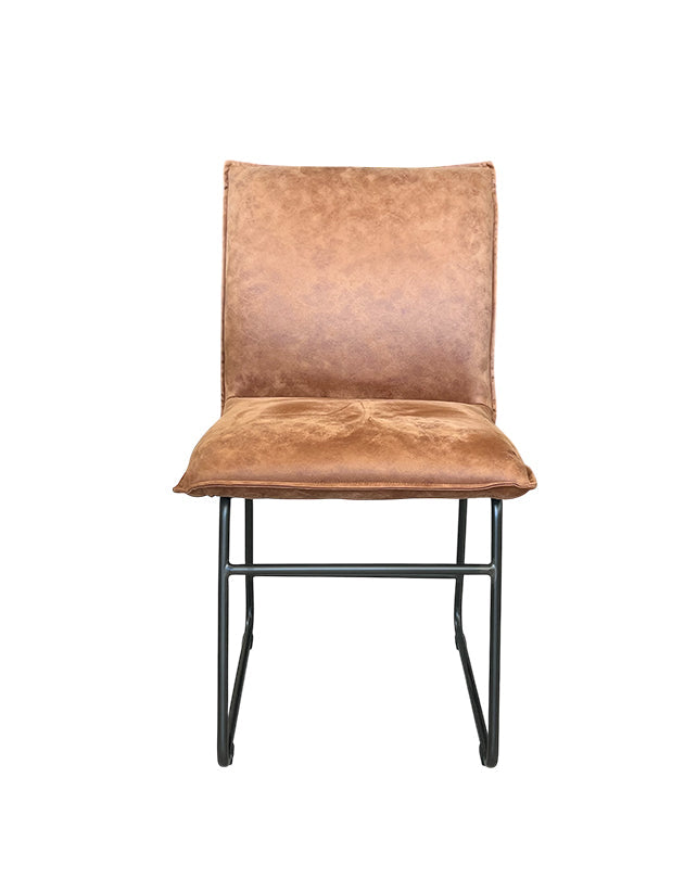 Sedia da pranzo Elco - Pelle riciclata color cognac