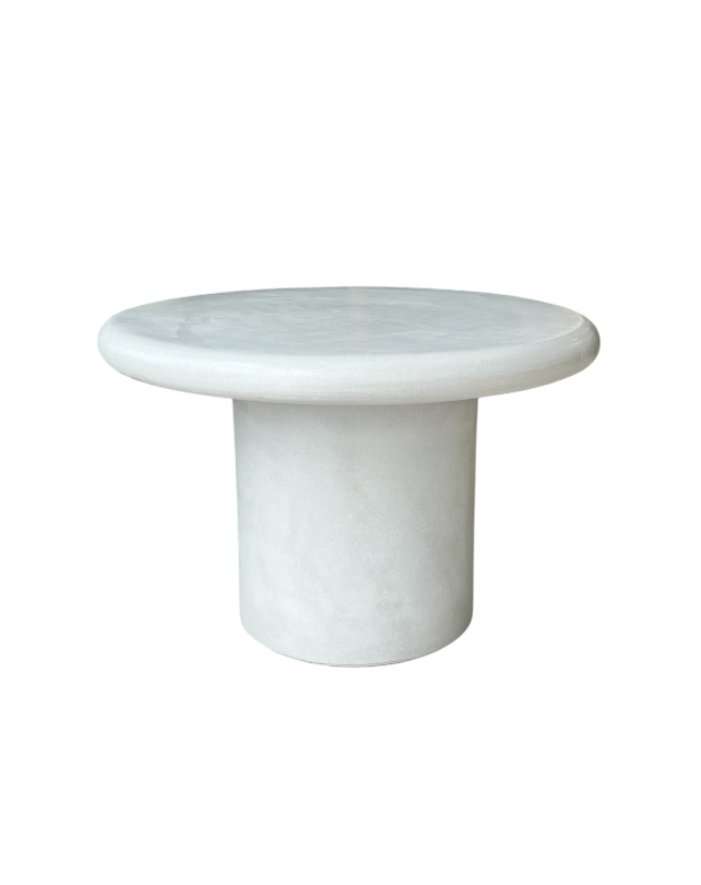 Tavolino da caffè rotondo in terrazzo grigio effetto cemento