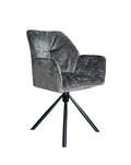 Sedia da pranzo imbottita in carbone con base girevole